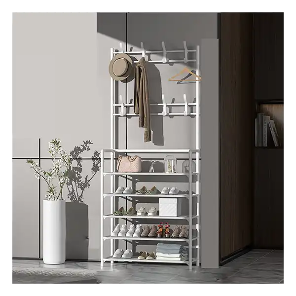 5 Layer Shoe Rack Hat & Coat Rack - White