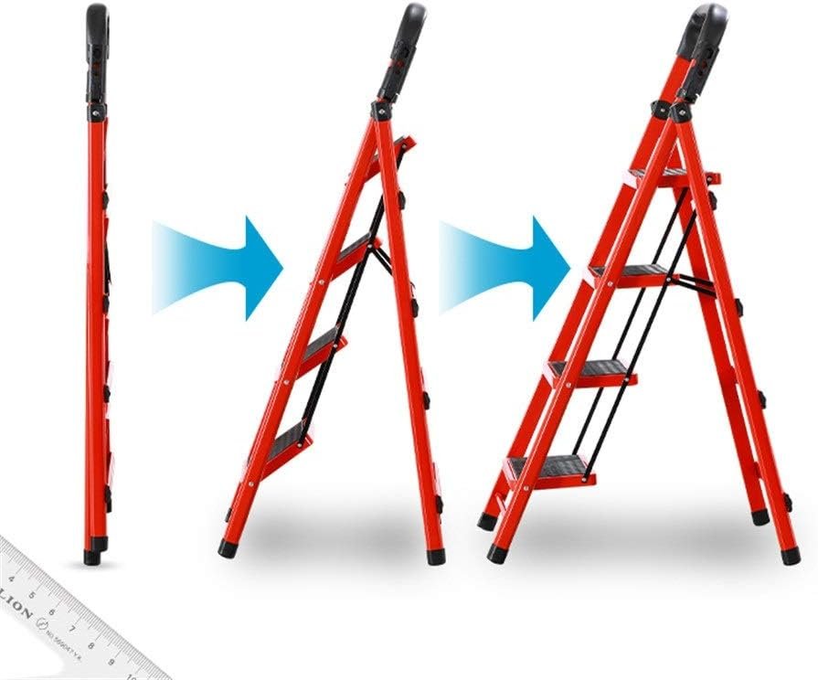 4-Step Metal Folding Ladder with Non-Slip Pedals for Home and Office