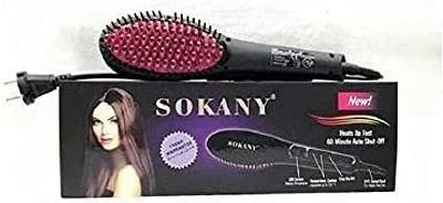 Sokany Ceramic Hair Straightener Brush - black