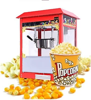 Global Star Commercial Popcorn Popper Machine with Top Cover, Shovel &amp; Measuring Cup