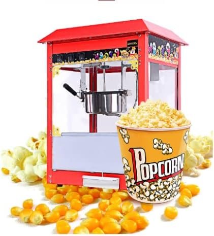 Global Star Commercial Popcorn Popper Machine with Top Cover, Shovel &amp; Measuring Cup