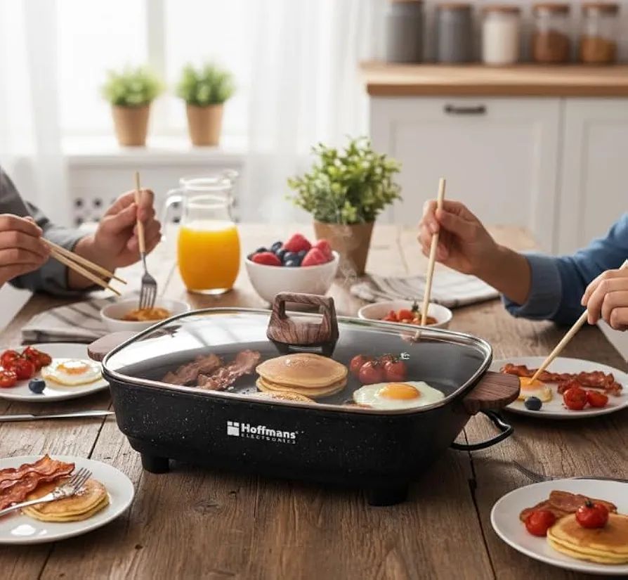 Hoffmans 9L Multifunctional Electric Cooking Pot  Baking Tray – Stew, Boil, Fry, Roast & Steam