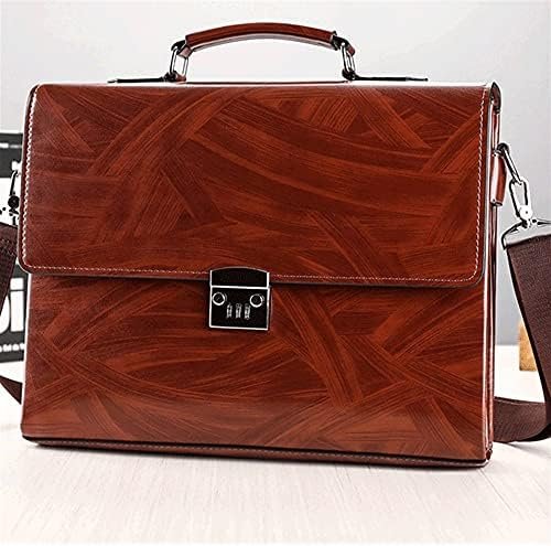 Men's Shoulder Briefcase With Password Lock Computer Leather 15 Inch
