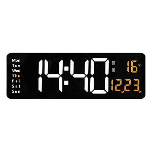 LED Digital Wall Clock with Temperature & Date Display - USB Powered Electronic Wall Clock