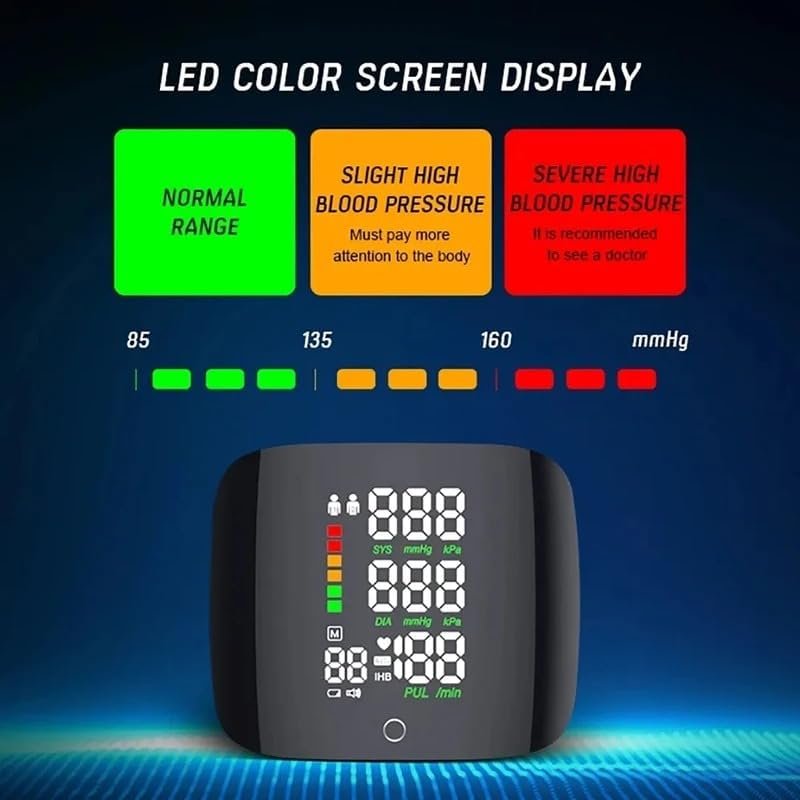 Rechargeable Wrist Blood Pressure Monitor with LCD Display and Voice