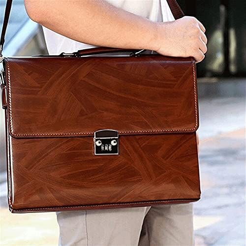 Men's Shoulder Briefcase With Password Lock Computer Leather 15 Inch