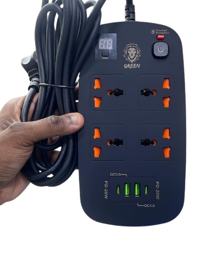 Green Lion 4 AC 2 USB & 2 USB-C PD 40W Multiport Smart Power Socket 3500W (3M)