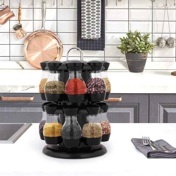 Spice Rotatable Spice Rack with 16 spice jars