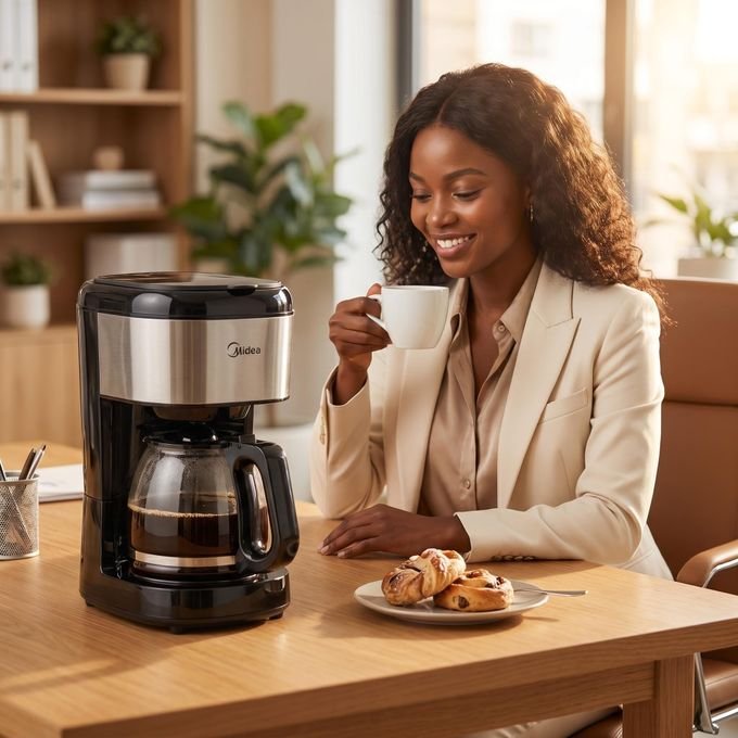 Midea 1.5L 12-Cup, Touchscreen, Drip Coffee Maker (MA-D1502W2M )- Black