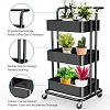 Storage Trolley Cart - 3 Tier Rolling Utility Organizer Rack, Craft Art Cart, Multi-Purpose Organizer Shelf, Tower Rack Serving Trolley for Office Bathroom Kitchen Kids’ Room Laundry Room