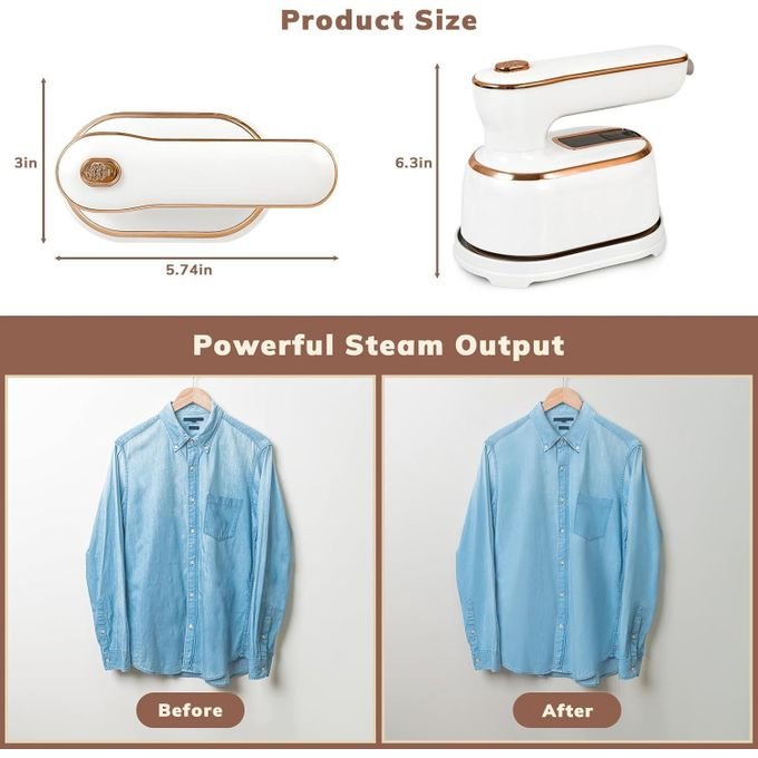 Mini Steam Iron for Clothes – Portable Compact Travel Iron, 180° Rotatable Micro Steam Iron