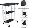 3 Tier Adjustable Height Computer Desk, Sturdy and Spacious Stylish Design, Suitable for Home Office, Multifunctional Stand, 60 x 40 x 90 cm (Black and White)