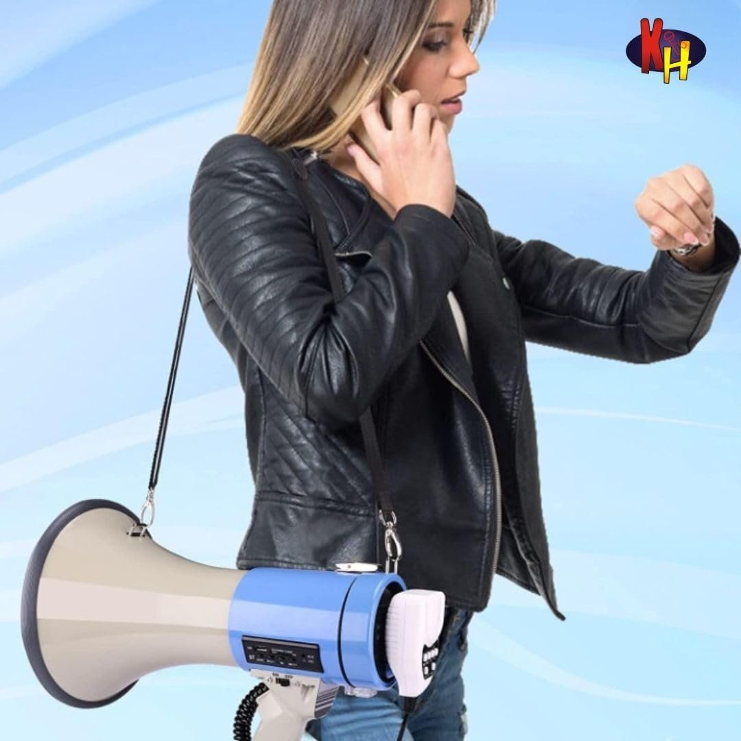 Portable 50W Megaphone Speaker PA Bullhorn – Built-in Siren, Adjustable Volume & 1200-Yard Range