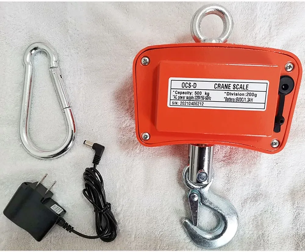 500KG Rechargeable Hanging Crane Weighing Scale - Black