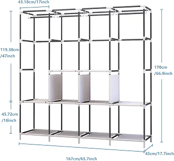 4 Column Deluxe Portable Fabric Wardrobe Closet Organizer – Multicolor