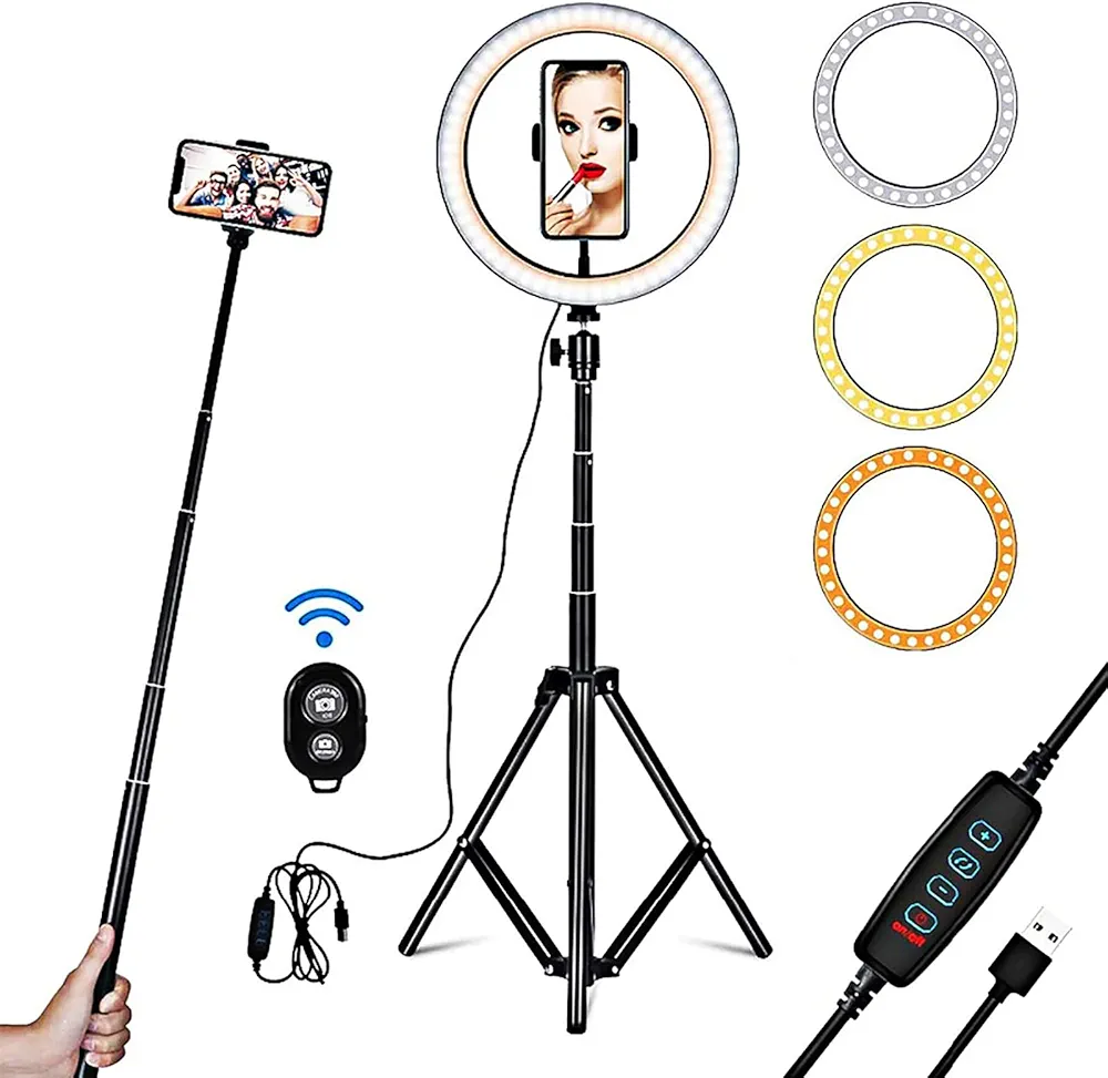 10 Inch selfie LED Beauty Ring Light / ringlight Tripod Stand for Makeup/Live Stream/TikTok/YouTube - Black
