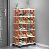 Multilayer Slim Shoe Rack with Wheels Double-Door Space-Saving Shoe Cabinet