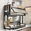 Over The Sink 3-Tier Dish Drying Rack with Dust-Proof Cabinet & Utensil Holder