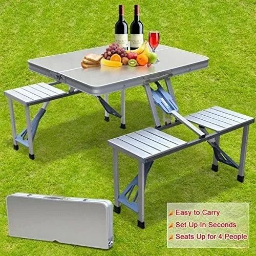 Aluminum Portable Folding Camp Suitcase Picnic Table with 4 Seats