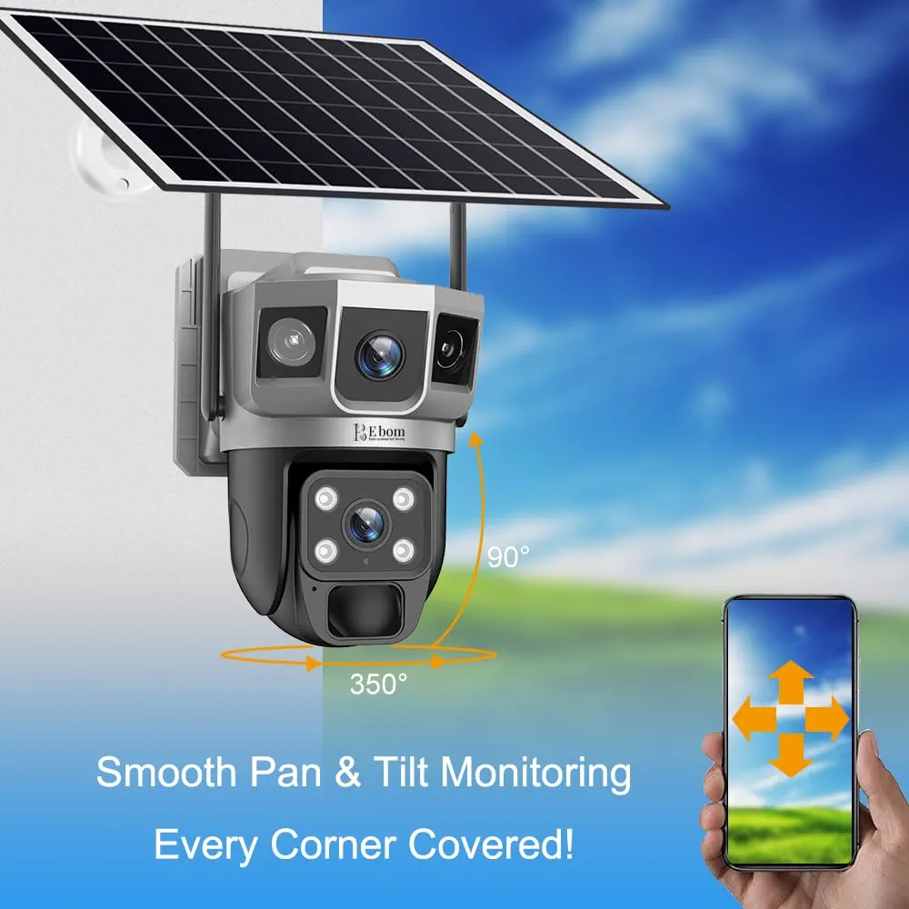 4G Solar Powered CCTV Camera, Full HD 6MP with Night Vision, Motion