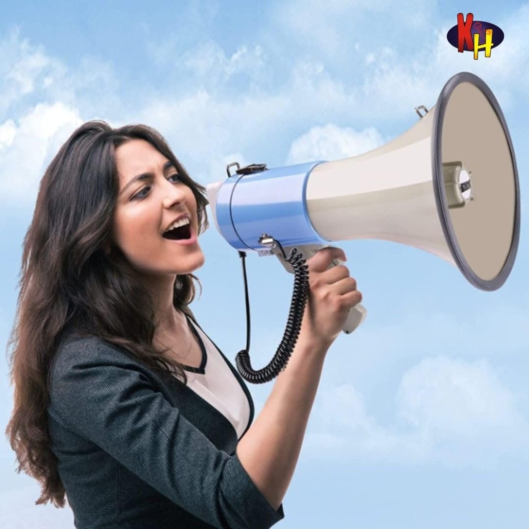 Portable 50W Megaphone Speaker PA Bullhorn – Built-in Siren, Adjustable Volume & 1200-Yard Range