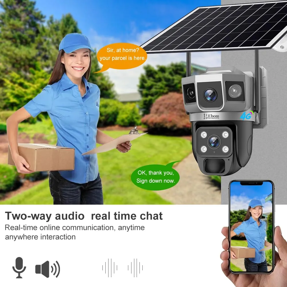 4G Solar Powered CCTV Camera, Full HD 6MP with Night Vision, Motion