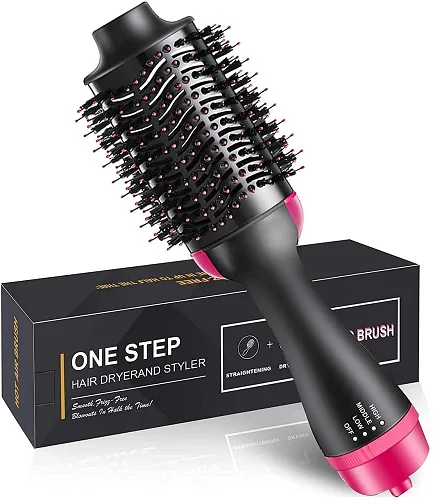 Hot Air Hair Styler Brush - Electric Hair Dryer, Straightener &amp; Volumizing Styling Comb