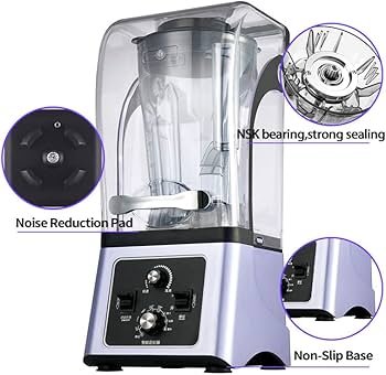 4L Soundproof Commercial Blender 8mm thick noise-reduction cover