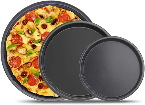 3Pcs Steel Non-Stick Pizza Bakeware Set – Round Deep Dish Pizza Pans