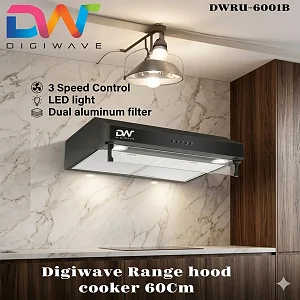 60cm Digiwave Chimney hood Extractor Range Hood - Black