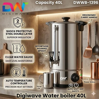 Digiwave 40L Electric Hot Water Boiler - Silver