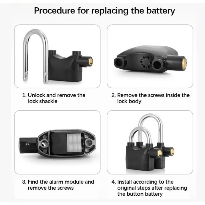 Siren Alarm Padlock – Weatherproof Long Shackle Anti-Theft Alarm Lock