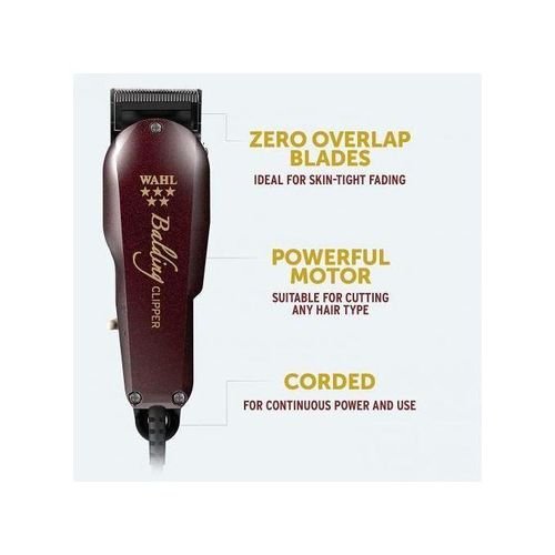 Original Wahl 5 Star Balding Professional Corded Clipper Shaver - Maroon