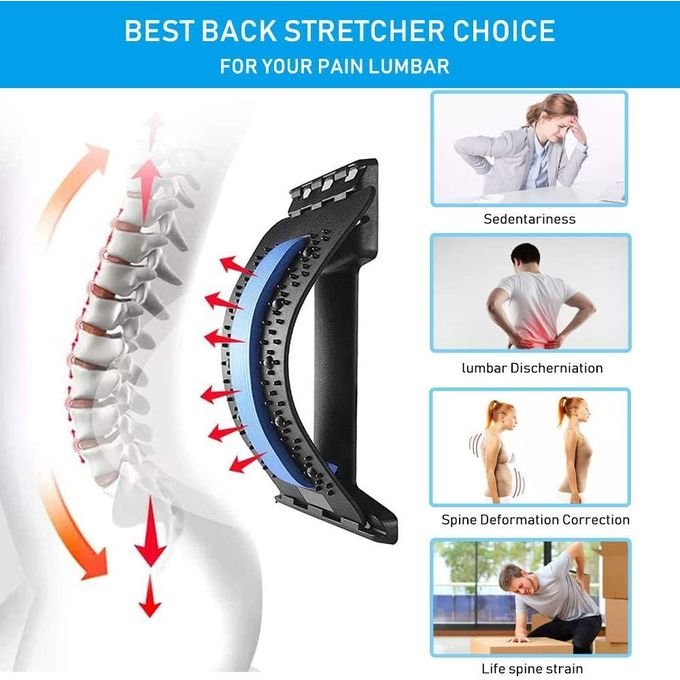 Back Stretcher Multi-level Adjustable Back Massager - Black