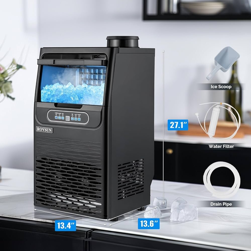 Commercial Ice Maker Ice Cube Machine 45kg/24 Hours with 9kg Ice Storage