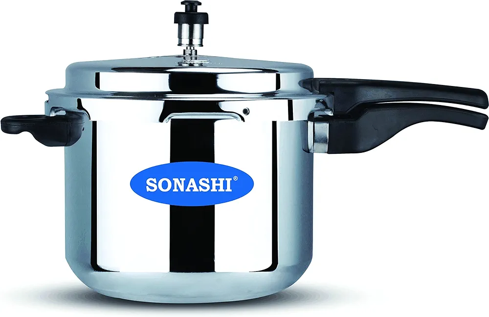 Sonashi 7.5L Aluminum Pressure Cooker – Heavy-Base With Whistling Valve - Silver