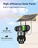 4G Simcard Solar Camera Outdoor 3 Lens 3 Screen CCTV with Solar Panel & V380 Pro