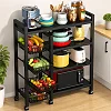 Kitchen Rack Vegetable Storage Rack with Movable Wheels