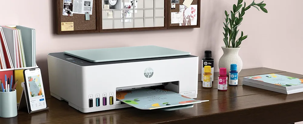 HP Smart Tank 582 Wireless All-in-One Printer Black & White , Coloured – Print, Scan & Copy-White (Copy)