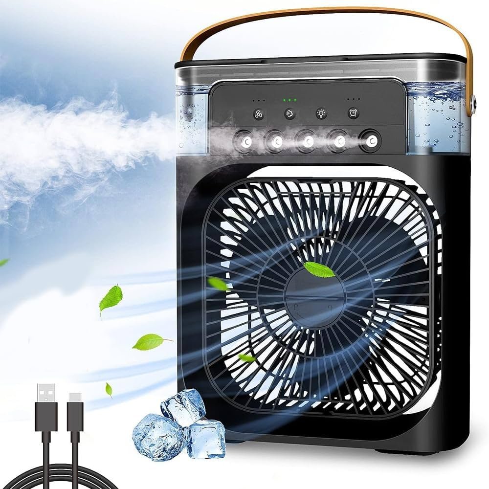 3-in-1 portable personal air cooler fan air humidifier, and mist sprayer.
