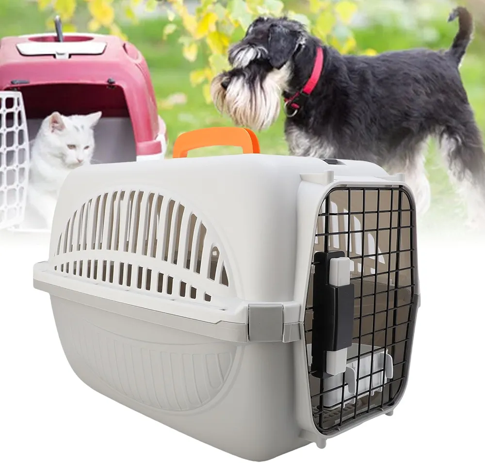 Dog Carrier, Travel Pet Carrier Plastic Pet Box Ventilated Crate