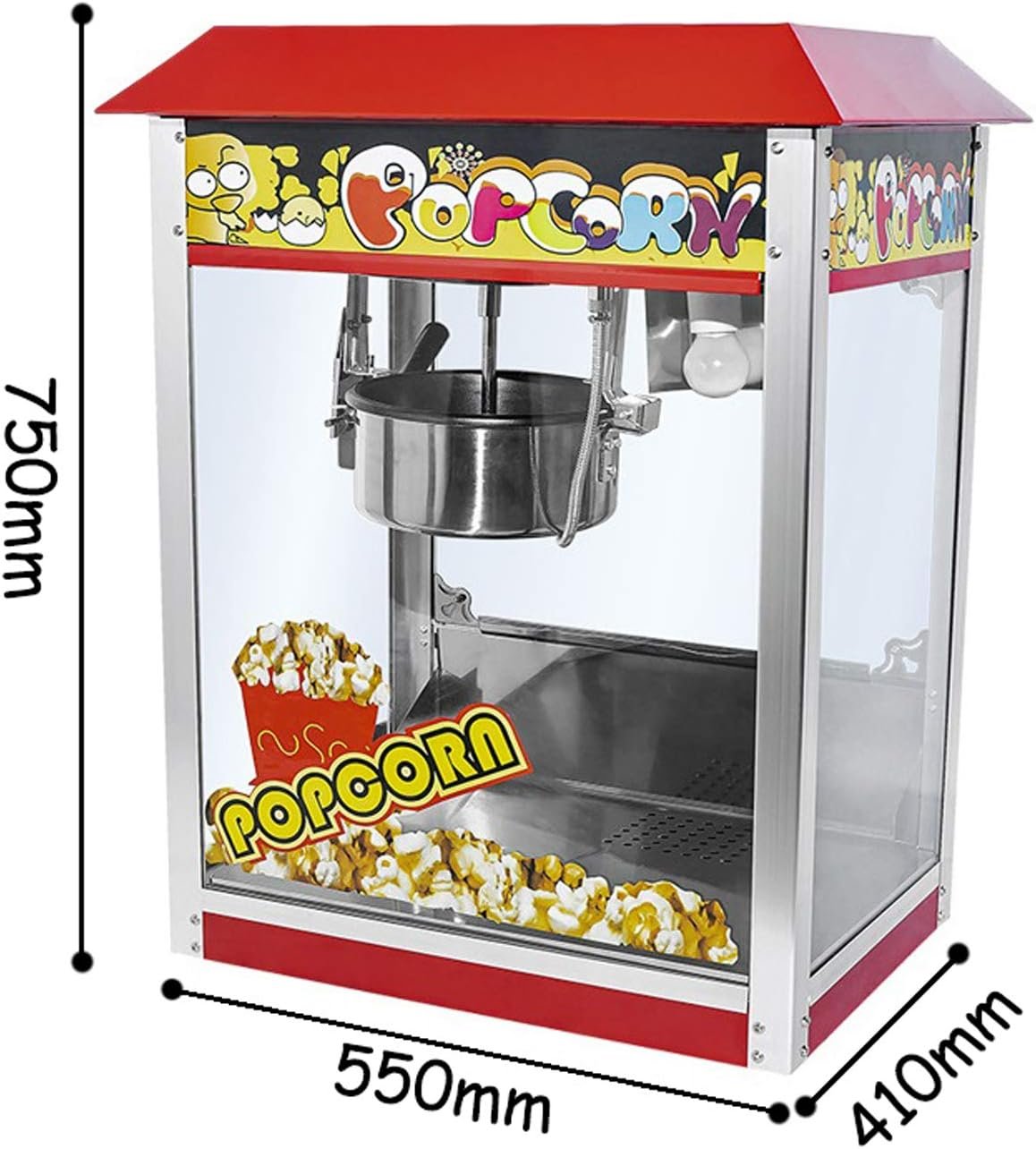 Stainless Steel Electric Popcorn Maker – Fast Hot Air Popcorn Machine - Red