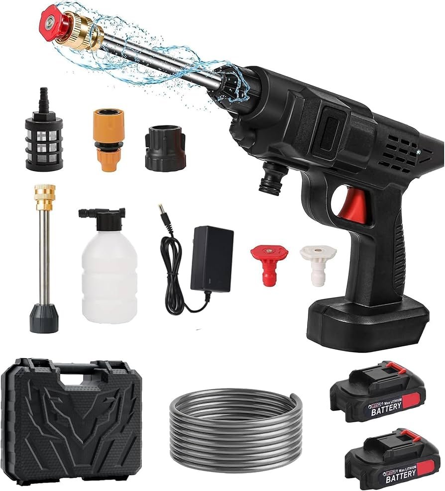 48V Battery Wireless Car Wash Gun Cordless High Pressure Portable Washer - Black