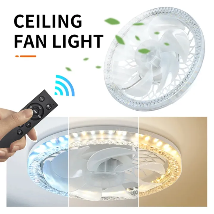 LED Ceiling Fan Lamp With Remote Control - White