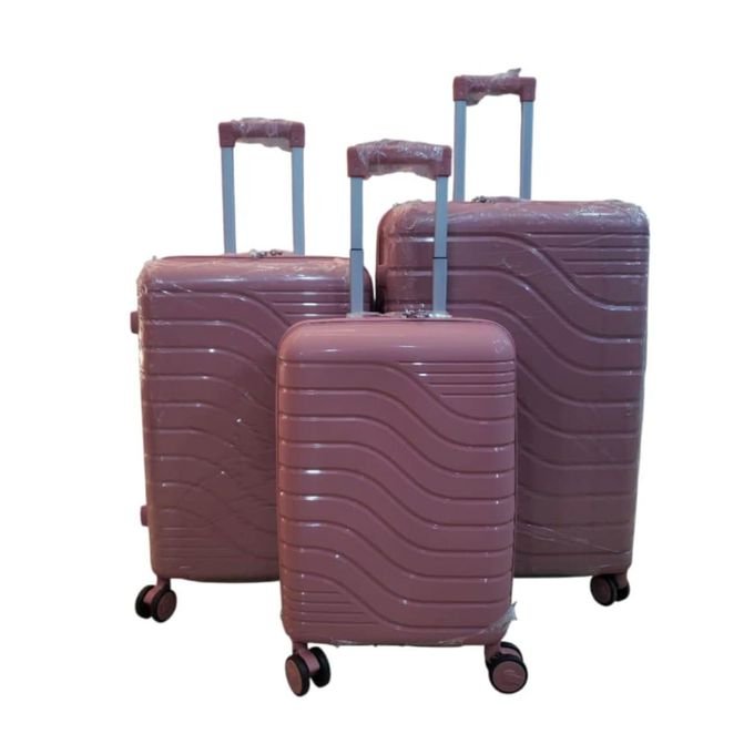 3pcs Waterproof Rubber Suitcase Set – Large, Medium & Small 4 Wheel Spinner Luggage
