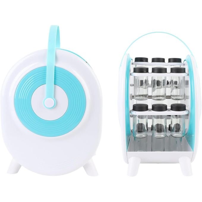 Rotating Spice Rack Organizer with 18 Jars – 360° Spinning Seasoning, Salt & Herb Holder – Multicolor