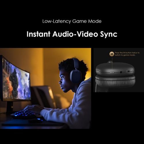 Oraimo BoomPop Lite Wireless Headphones ENC Over-Ear Spatial Audio - Black