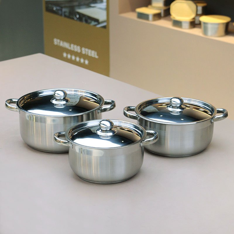 8 Pcs Stainless Steel Saucepans Cookware Pots Set – Silver