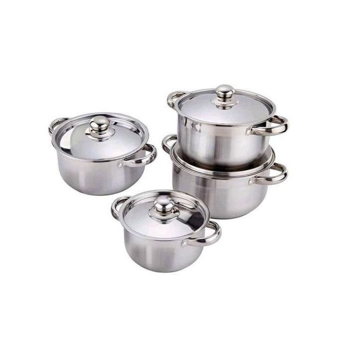 8 Pcs Stainless Steel Saucepans Cookware Pots Set – Silver