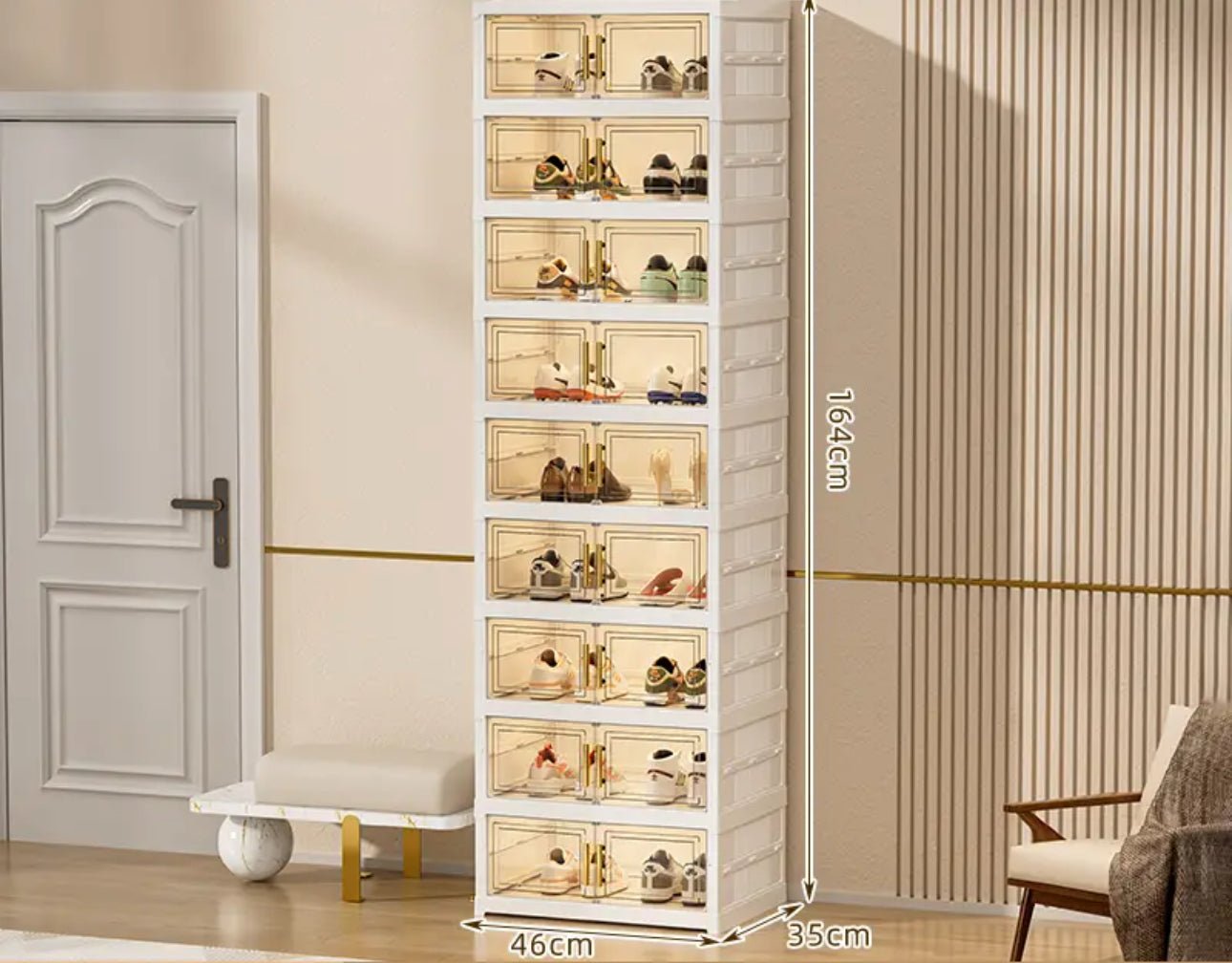 10 Tier Plastic Shoe Rack With Transparent Door Holds Upto 20 Pairs